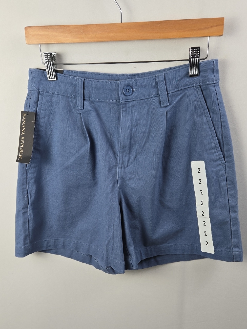 Banana Republic Chino Slate Blue Pleated Women's Cotton-Blend Shorts Sz 2 - NWT